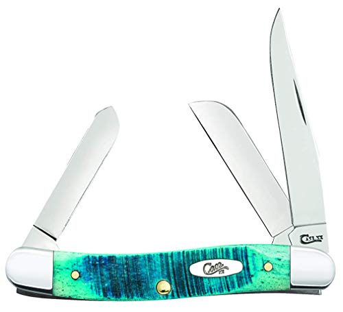 Case WR XX Pocket Knife Medium Stockman Caribbean Blue Jig Bone Item #25597 - (6318 SS) - Length Closed: 3 5/8 Inches