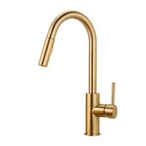 gold kitchen faucet, forious kitchen faucet with pull down sprayer brushed gold, 2.25 gpm kitchen sink faucet high water pressure, brass copper kitchen faucets 1 or 3 hole, champagne bronze
