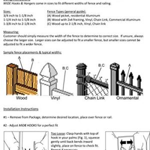 MIDE Products 13SET-T Hooks, Fits 1-1/4 Inch to 1-5/8 inch Fence or Railing, Tan/Beige