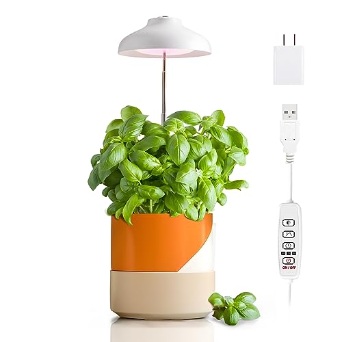 GrowLED LED Umbrella Plant Grow Light, Herb Garden, Height Adjustable, Automatic Timer, UL Adapter Included, Ideal for Plant Grow Novice Or Enthusiasts, Various Plants, DIY Decoration, White