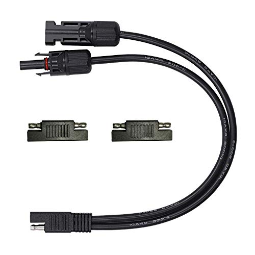 Solar Panel Connectors 10AWG Compatible with MC4 Connecter to SAE Adapter PV Extension Cable Wire for RV Caravan Solar Panels Battery Charger kit with Two SAE to SAE Polarity Reverse Adapters