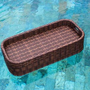 Floating Pool Tray Floating Serving Tray Table & Bar - Swimming Pool Floats for Adults, Spas, & Pool Parties - Floating Tray for Pool Serving Drinks, Floating Brunch, Food on The Water - Brown