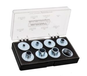 milescraft 1228 metal bushing set - 11 pc. router template guide set – fits porter cable style router sub bases - universal