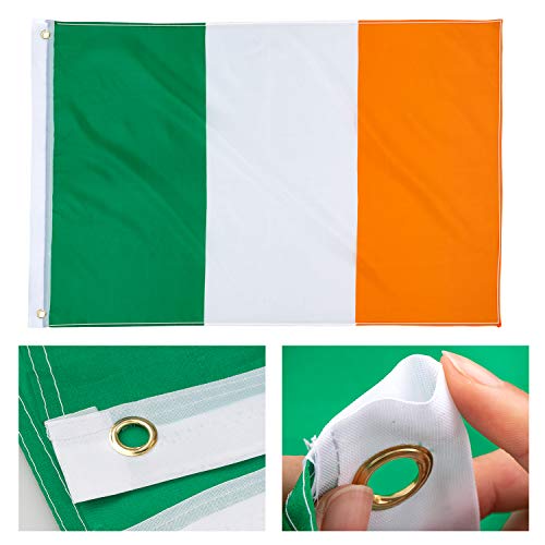 Whaline Ireland Flag Set, 3x5 Foot Large Ireland Irish Flag, 18.7 Feet Irish Banners Bunting Flags and 10 Pieces Small Hand Flag for Ireland National Day, Bars, Party and School Sports Events