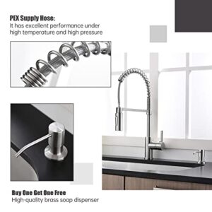 APPASO Commercial Kitchen Faucet Pull Down Sprayer with Soap Dispenser - Stainless Steel Brushed Nickel High Arc Tall Modern Single Handle Spring Kitchen Sink Faucet with Pull Out Spray