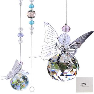 h&d hyaline & dora 30mm handmade butterfly crystal ball prism rainbow maker hanging suncatcher home decoration