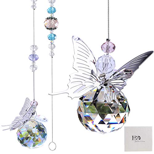 H&D HYALINE & DORA 30mm Handmade Butterfly Crystal Ball Prism Rainbow Maker Hanging Suncatcher Home Decoration