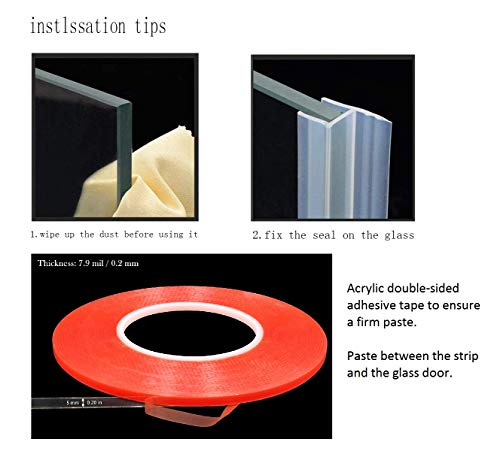 Zengest Glass Door Seal Strip, 120 Inch Soft Shower Door Sweep to Stop Leaks, Shower Silicone Seal Strip