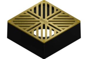 usa made - sinnov - 6" x 6" premium brass outdoor modern paver size drain grate - use with both 3" or 4" drain pipe, pvc or flexible pipe (brass)