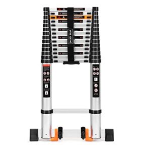 telescoping ladder extension multi-purpose 18.5 ft aluminum foldable industrial compact loft ladder household daily or emergency use portable extendable step ladders 330 lb large loading capacity