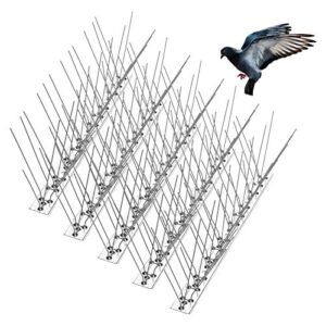 remiawy bird spikes for pigeons small birds cat, 15 feet anti bird spikes stainless steel bird deterrent spikes 14 strips