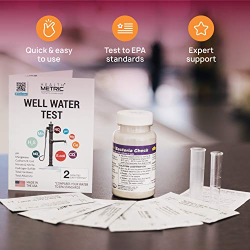 Well Water Test Kit for Drinking Water - Quick and Easy Home Water Testing Kit for Bacteria Nitrate Nitrite pH Manganese & More | Made in The USA in Line with EPA Limits [NO MAILING Required]