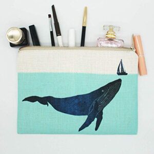 Whale Gift Whale Makeup Bag Sea Ocean Decor Cosmetic Bag Unique Gift for Her Whale Under the Boat Blue Great Gift