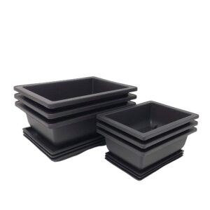 tinyroots bonsai training pots with humidity trays - built in mesh, 6" and 8" large planter combo pack + made from durable shatter proof poly-resin (set of 6 pot set)…