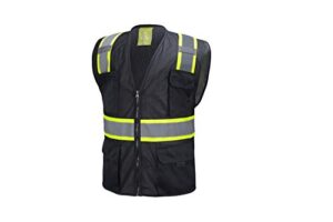 california tools black two tones safety vest, with multi-pockets tool (large)