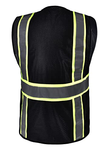 California Tools Black Two Tones Safety Vest, With Multi-Pockets Tool (Large)