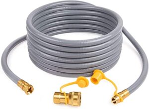 gaspro 3/8" id natural gas hose, low pressure lpg hose with quick connect, for weber, char-broil, pizza oven, patio heater and more, 24-foot
