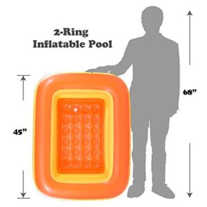 HIWENA Inflatable Kiddie Pool, 45" x 35" X 14" Orange Kids Swimming Pool Summer Water Fun Bathtub with Inflatable Soft Floor