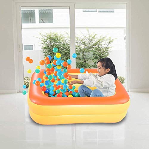 HIWENA Inflatable Kiddie Pool, 45" x 35" X 14" Orange Kids Swimming Pool Summer Water Fun Bathtub with Inflatable Soft Floor