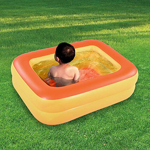 HIWENA Inflatable Kiddie Pool, 45" x 35" X 14" Orange Kids Swimming Pool Summer Water Fun Bathtub with Inflatable Soft Floor