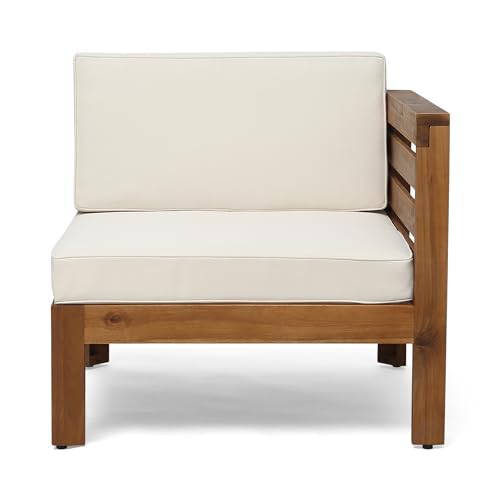 Christopher Knight Home Alice Outdoor 5 Piece Acacia Wood Sofa Set, Teak Finish, Beige