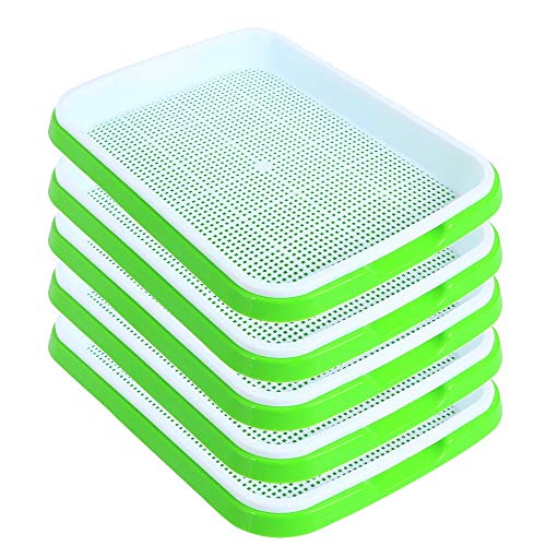 SHEING Seed Sprouter Germination Tray 5 Pack, BPA Free Nursery Healthy Wheatgrass Seeds Grower & Storage Trays for Garden Home Office