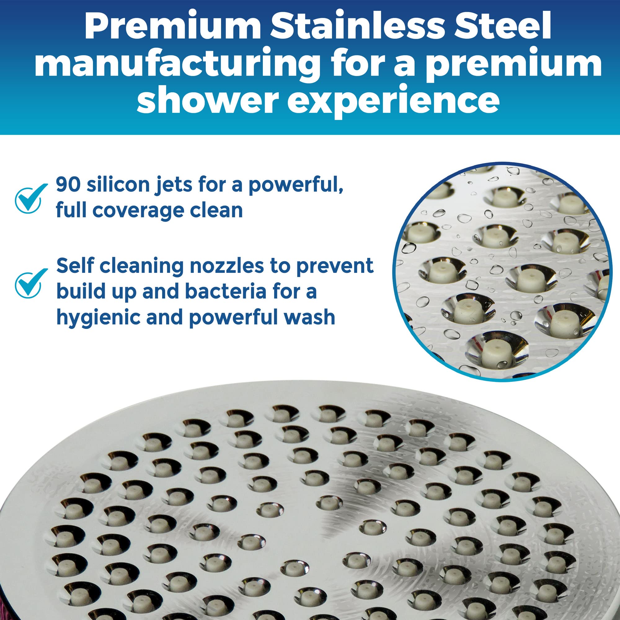 CIRCLESPLASH Shower Head - High Pressure Rain Booster - Anti Clog Self Cleaning Adjustable Showerhead - Tool-less 1 min Install - Universal Replacement Brushed Nickel - Rainfall 6 inch