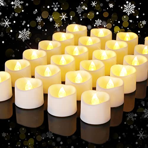 Amagic 24Pcs Flickering Flameless Tea Lights Battery Operated, 200+ Hours Long Lasting Flameless Votive Candles, Electric Candle for Wedding Table Centerpiece, Home Decor, Gift, Holiday Decor