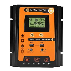 mppt-charge controller, acouto 30a / 50a / 70a mppt charge controller solar charge regulator 12v/24v solar panel charge battery regulator dual usb lcd display (70a)