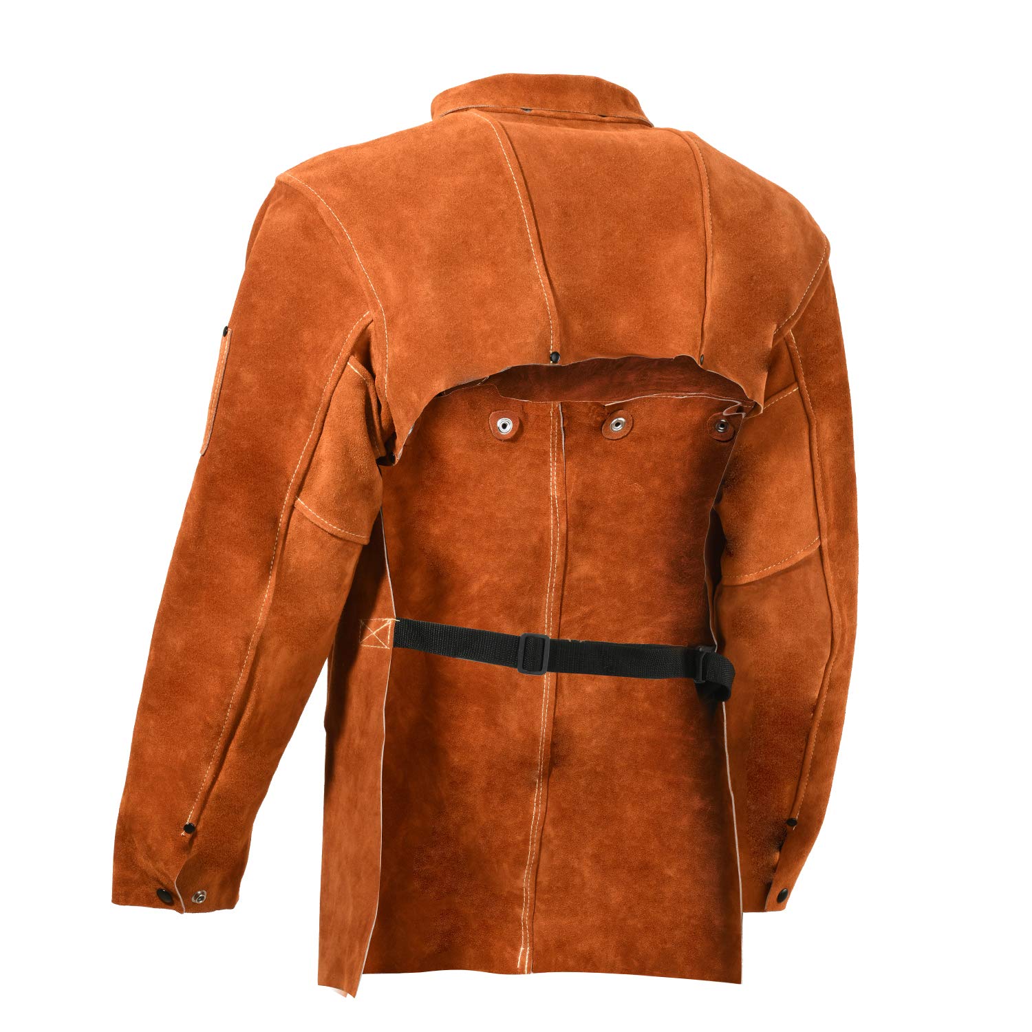 LeaSeek Leather Welding Jacket - Heavy Duty Welding Apron with Sleeve (Large)