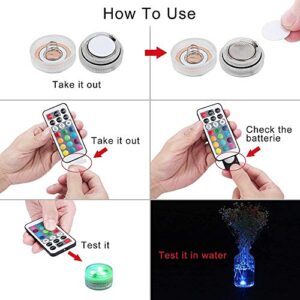 Mini Submersible Led Lights with Remote, Small Underwater Tea Lights Candles Waterproof 1.5" RGB Multicolor Flameless Accent Lights Battery Operated Vase Pool Pond Lantern Decoration Lighting (10pcs)