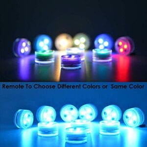 Mini Submersible Led Lights with Remote, Small Underwater Tea Lights Candles Waterproof 1.5" RGB Multicolor Flameless Accent Lights Battery Operated Vase Pool Pond Lantern Decoration Lighting (10pcs)