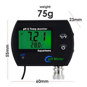 2-in-1 Combo pH & Temperature Meter Water Quality Tester Replaceable BNC pH Electrode for Aquariums Hydroponics Tanks Aquaculture Laboratory