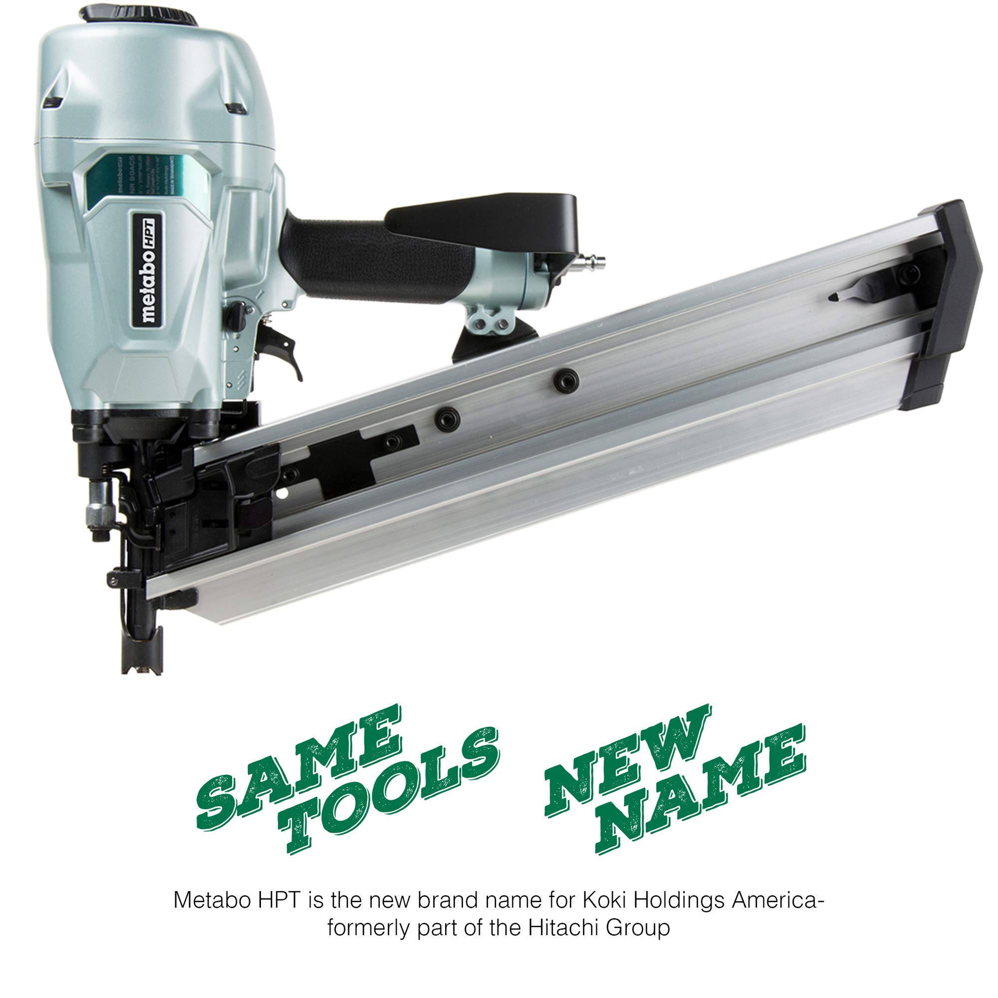 Metabo HPT Framing Nailer | Pneumatic | For LVL | 2-3/8" to 3-1/2" Plastic Collated Framing Nails | .162", Full Head | 21 Degree | NR90AC5