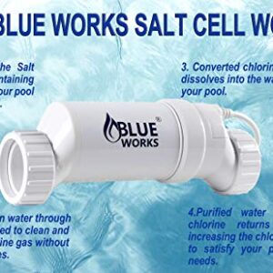 BLUE WORKS Salt Cell - up to 40,000 Gallons Pool, Compatible with Hayward Cell T 15, Salt Cell for Pool, Upgrade Cell Plates Provided by American Company, 2 Year USA Warranty