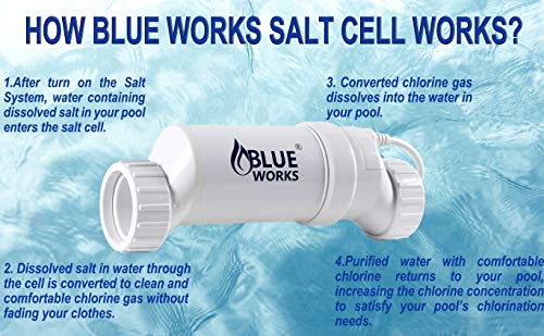 BLUE WORKS Salt Cell - up to 40,000 Gallons Pool, Compatible with Hayward Cell T 15, Salt Cell for Pool, Upgrade Cell Plates Provided by American Company, 2 Year USA Warranty