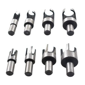 8Pcs Wood Plug Cutter Drills Bit Set (5/8", 1/2", 3/8", 1/4") Straight and Tapered Taper, Carbon Steel Woodworking Cutting Tool