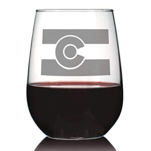 colorado flag - stemless wine glass - centennial state themed gift and décor - large 17 ounce