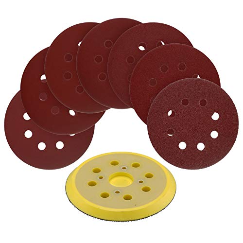 5-Inch 8-Hole Hook and Loop Sanding Discs 70 Pcs and Replacement Sander Pad Set, Compatible with Milwaukee Tools, Part Number 51-36-7090