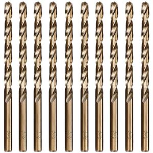 hymnorq m35 cobalt steel fractional 13/64 inch dia. x 3.62 inch long twist drill bit set of 10pcs, jobber length and round shank, 135 degree split point heat resistant for stainless steel