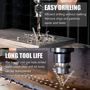 Hymnorq M35 Cobalt Steel Fractional 9/32 Inch Dia. x 4.25 Inch Long Twist Drill Bit Set of 5pcs, Jobber Length Round Shank, Self-Centering Split Point, Heat Resistant for Metalworking