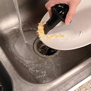Danco 10768A | Disposal Genie II Garbage Disposal Strainer and Stopper, Kitchen Sink Drain Splash Guard with Food Scraper, Black, 1-Pack