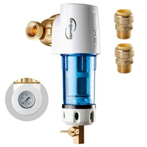 ispring wsp50gr+acpf12mpt12x2 reusable spin down sediment water filter, 50 micron, white