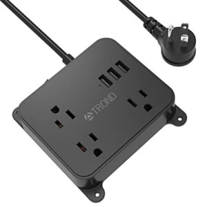 power strip with usb ports - trond 4.5 ft extension cord with 3 outlets desktop charging station, non surge protector, wall mount for dorm home office, etl listed black