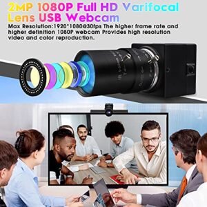 1080P USB Camera with Zoom 5-50mm Webcam Variable Focus PC Camera High Speed Mini UVC USB2.0 USB with Camera for Computer Industrial Video Close-up Camera Zoomable 100fps 60fps Web Camera