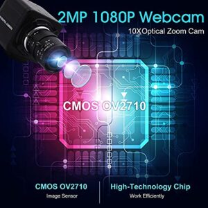 1080P USB Camera with Zoom 5-50mm Webcam Variable Focus PC Camera High Speed Mini UVC USB2.0 USB with Camera for Computer Industrial Video Close-up Camera Zoomable 100fps 60fps Web Camera