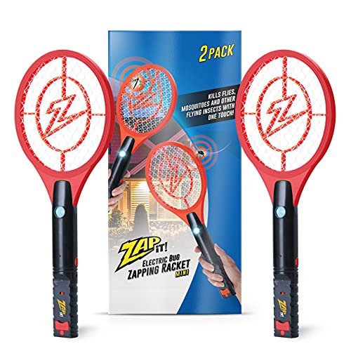 Zap It Electric Fly Swatter Racket & Mosquito Zapper Racket - Rechargeable Bug Zapper Racket - Fly Zapper Racket - Zapper Fly Swatter - Handheld Bug Zapper - 4,000 Volt, USB Charging Cable, 2 Pack