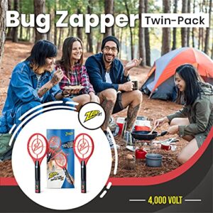 Zap It Electric Fly Swatter Racket & Mosquito Zapper Racket - Rechargeable Bug Zapper Racket - Fly Zapper Racket - Zapper Fly Swatter - Handheld Bug Zapper - 4,000 Volt, USB Charging Cable, 2 Pack