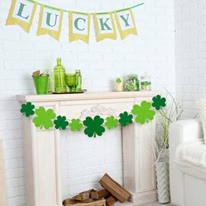 Whaline 24 Pcs Felt Hanging Shamrock St. Patrick's Day Lawn Decorations Indoor Outdoor Sign Decor for St. Patrick's Day Party Spring Holiday Decoration