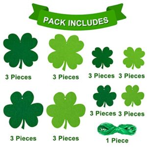 Whaline 24 Pcs Felt Hanging Shamrock St. Patrick's Day Lawn Decorations Indoor Outdoor Sign Decor for St. Patrick's Day Party Spring Holiday Decoration